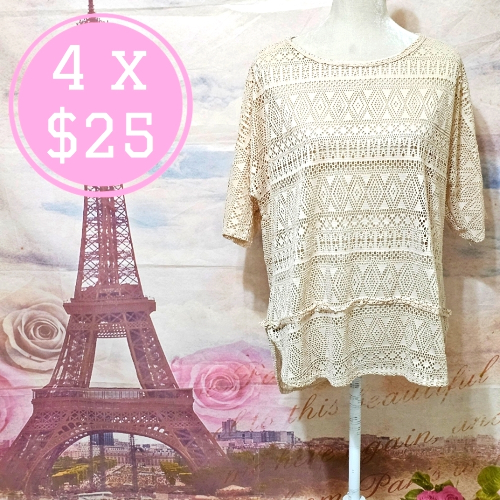 Cool Melon Chic Crochet Top In Cream